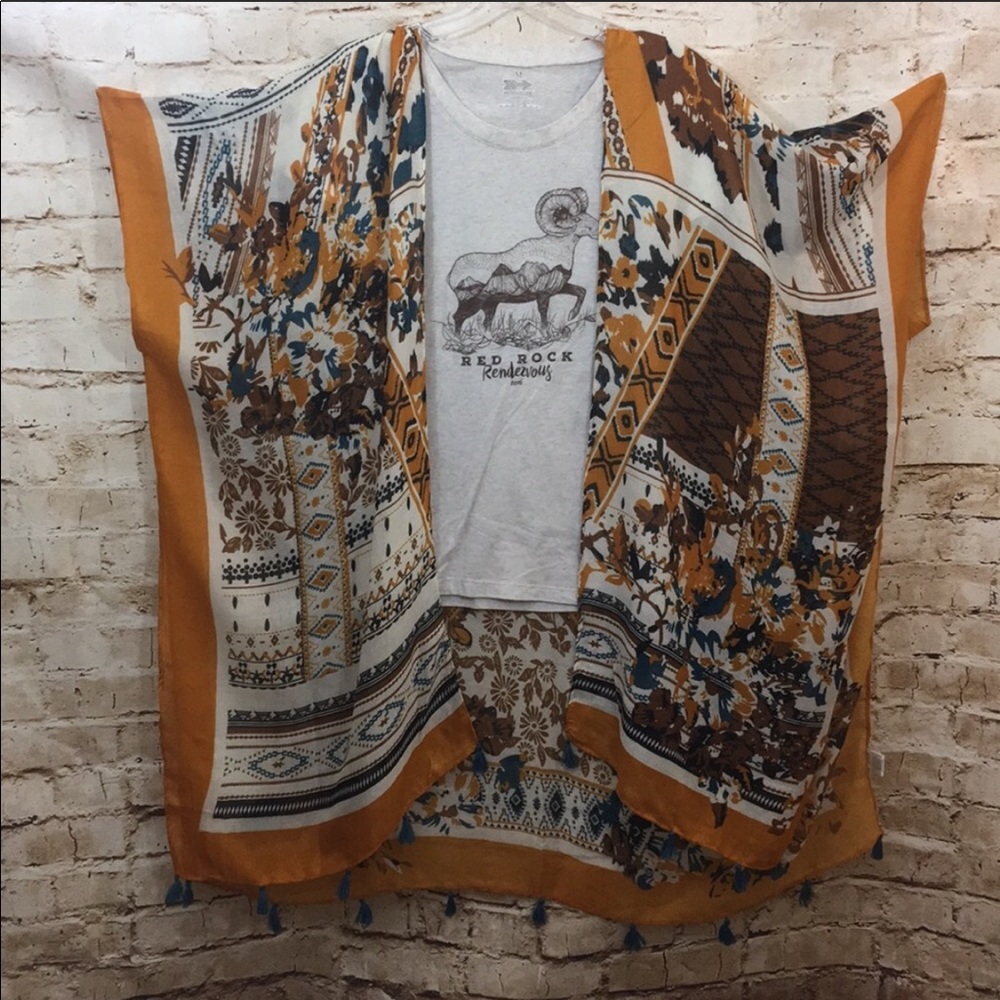 Woven Heart Festival Golden Yellow Print Kimono